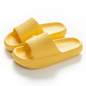 GeckoCustom Women Thick Platform Cloud Slippers Summer Beach Eva Soft Sole Slide Sandals Leisure Men Ladies Indoor Bathroom Anti-slip Shoes yellow / 36-37(240mm)