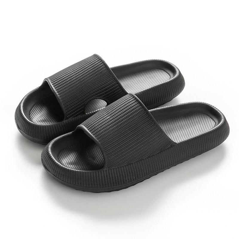 GeckoCustom Women Thick Platform Cloud Slippers Summer Beach Eva Soft Sole Slide Sandals Leisure Men Ladies Indoor Bathroom Anti-slip Shoes black / 36-37(240mm)