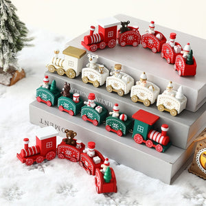 GeckoCustom Wooden Train Christmas Ornament Merry Christmas Decoration For Home Table 2023 Xmas Gifts Noel Natal Navidad Happy New Year 2022