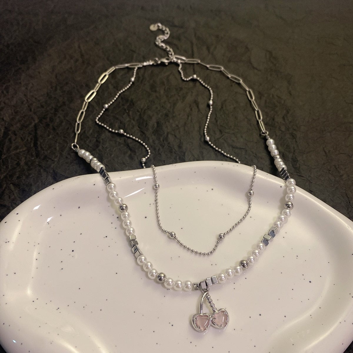 GeckoCustom Y2K Accessories Fashion Peach Heart Water Drop Pendant Necklace Pink Crystal Egirl Sweet Cool Clavicle Chain Aesthetic Jewelry 31