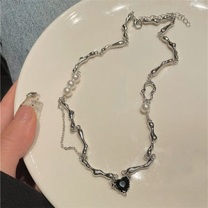 GeckoCustom Y2K Accessories Fashion Peach Heart Water Drop Pendant Necklace Pink Crystal Egirl Sweet Cool Clavicle Chain Aesthetic Jewelry 27