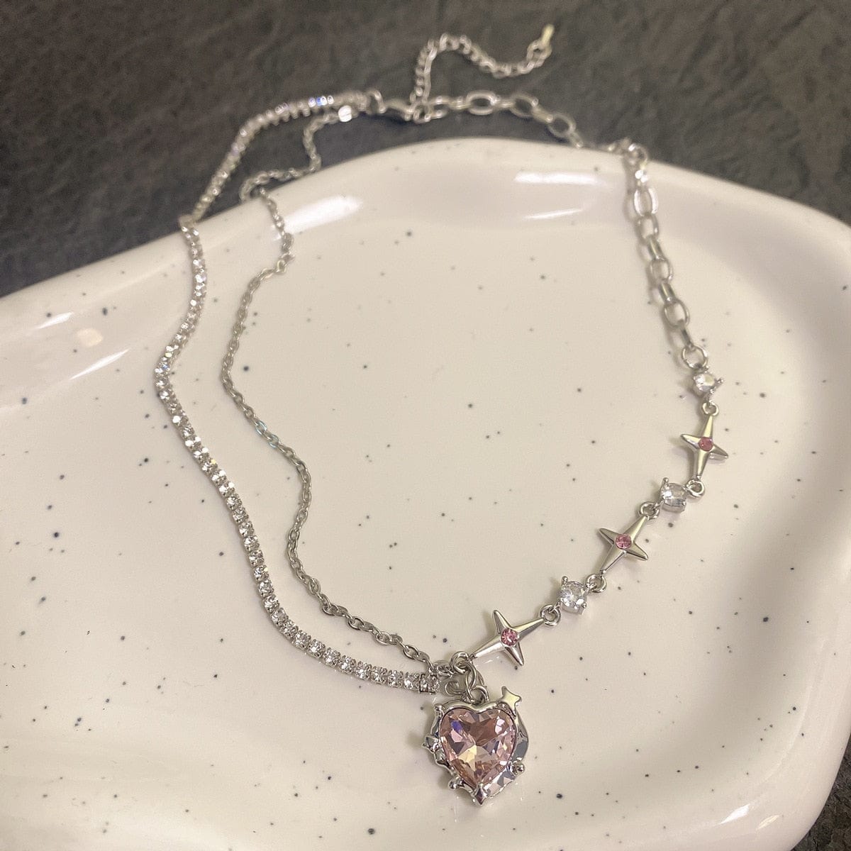 GeckoCustom Y2K Accessories Fashion Peach Heart Water Drop Pendant Necklace Pink Crystal Egirl Sweet Cool Clavicle Chain Aesthetic Jewelry 26