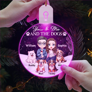 GeckoCustom You And Me And The Dog For Pet Lovers Acrylic LED Ornament Personalized Gift TH10 892117 3 inches