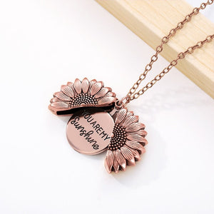 GeckoCustom You Are My Sunshine Open Locket Sunflower Pendant Necklace Boho Jewelry Best Friendship Gifts Bff Letter Necklace Collier rose gold Color / China