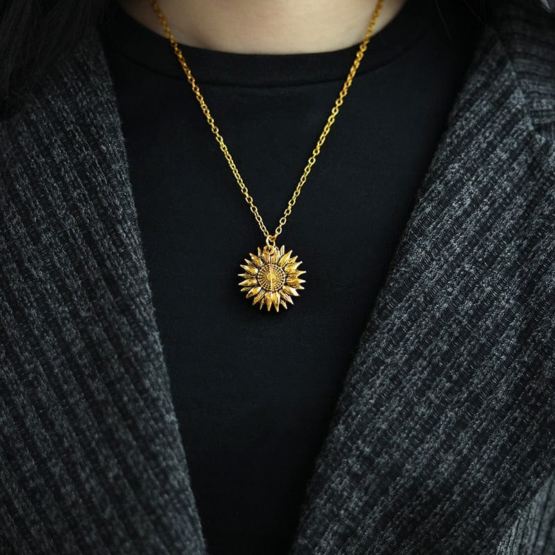 GeckoCustom You Are My Sunshine Open Locket Sunflower Pendant Necklace Boho Jewelry Best Friendship Gifts Bff Letter Necklace Collier