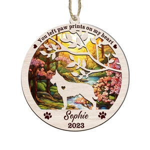 GeckoCustom You Left Paw Prints On My Heart Dog Memorial Suncatcher Personalized Gift K228 889689