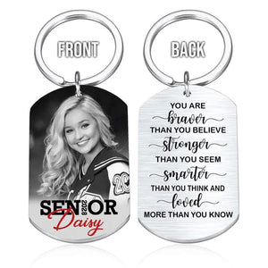 GeckoCustom You’re Braver Than You Believe Senior Keychain 2025 Graduation Keychain, 890385