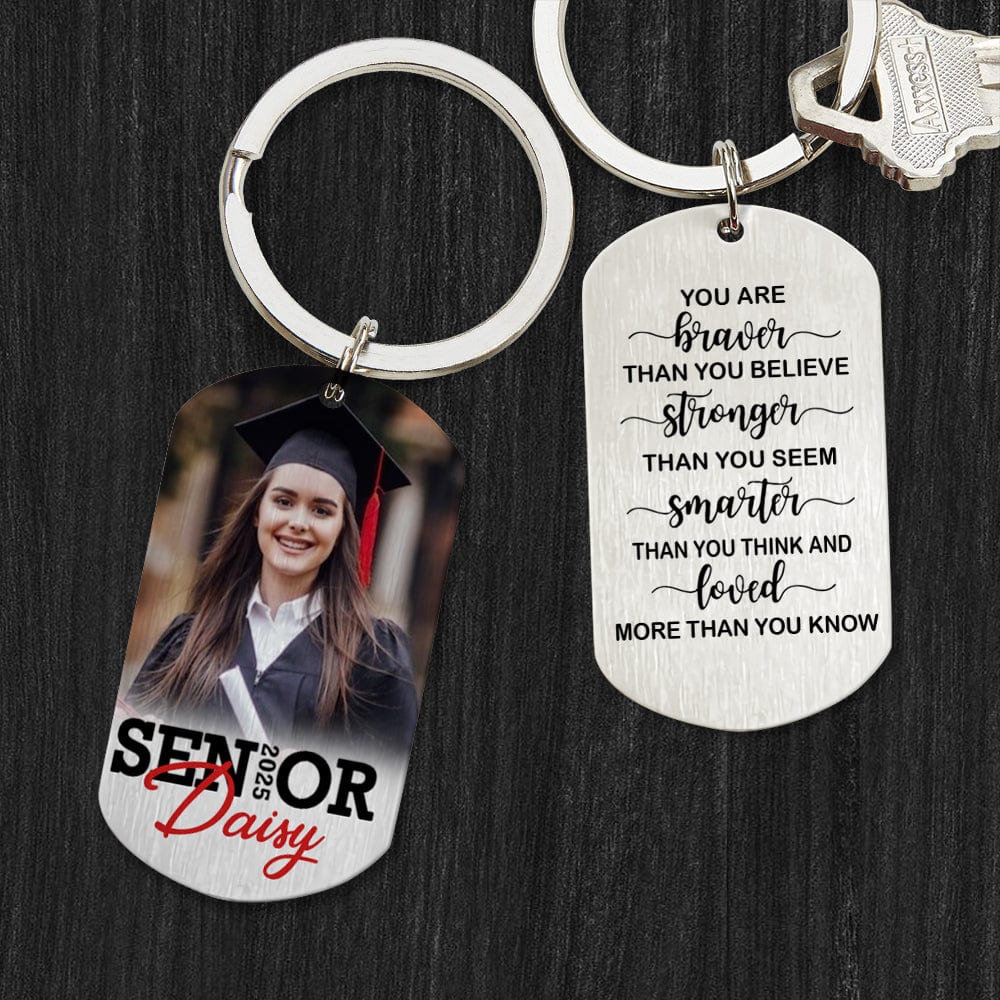 GeckoCustom You’re Braver Than You Believe Senior Keychain 2025 Graduation Keychain, 890385