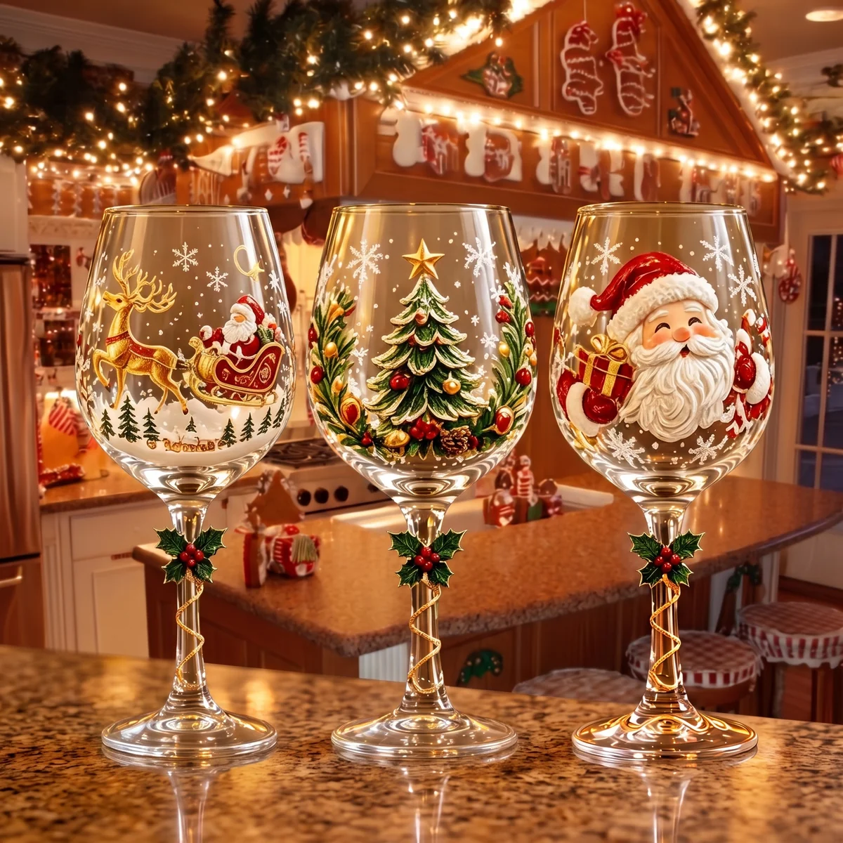 Christmas Wine Glasses Set Gift For Christmas Day TH10 171097