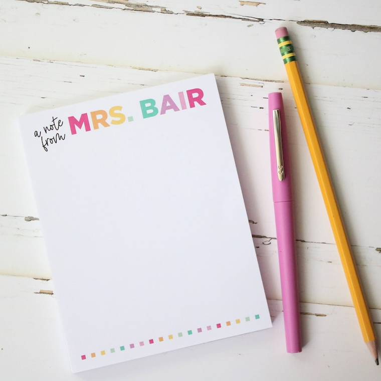Personalized Notepad, Personalized Teacher Gift, Teacher Christmas Appreciation Gift, Back To School TH10 170719