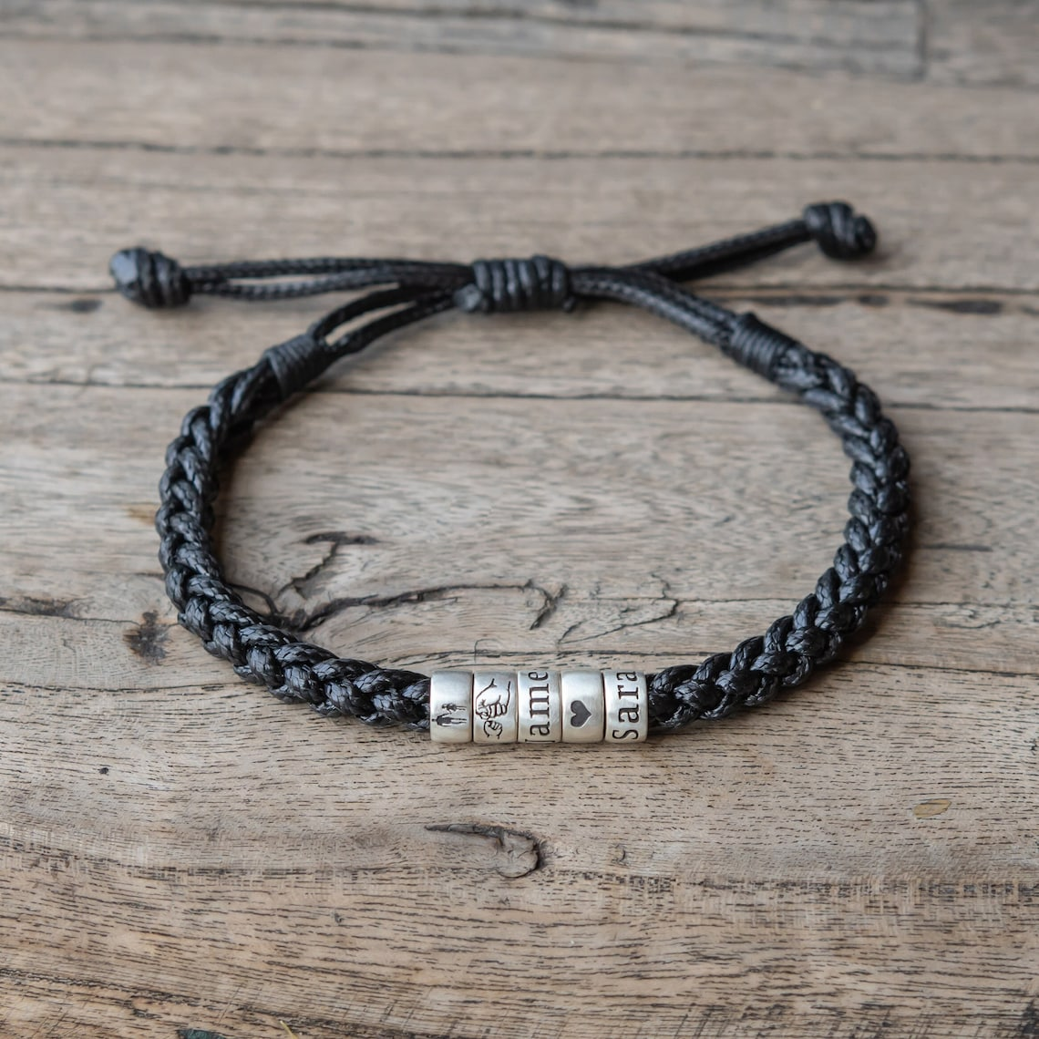Personalized Mens Woven Leather Bracelet, Adjustable Bracelet, Father's Day Gift for Dad Boyfriend Husband TH10 169917