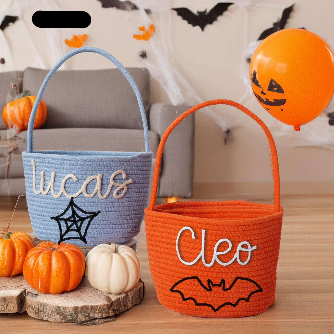 Custom Name On Halloween Basket For Kid TH10 170513