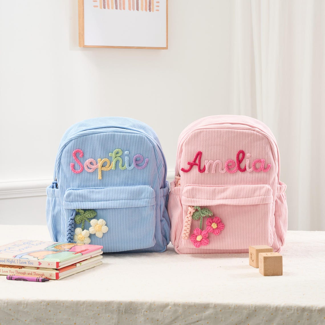 Personalized Mini Kids Backpack – Custom Name Small Toddler Bag, Corduroy Preschool Backpack, Baby Gift for Boys & Girls TH10 170357