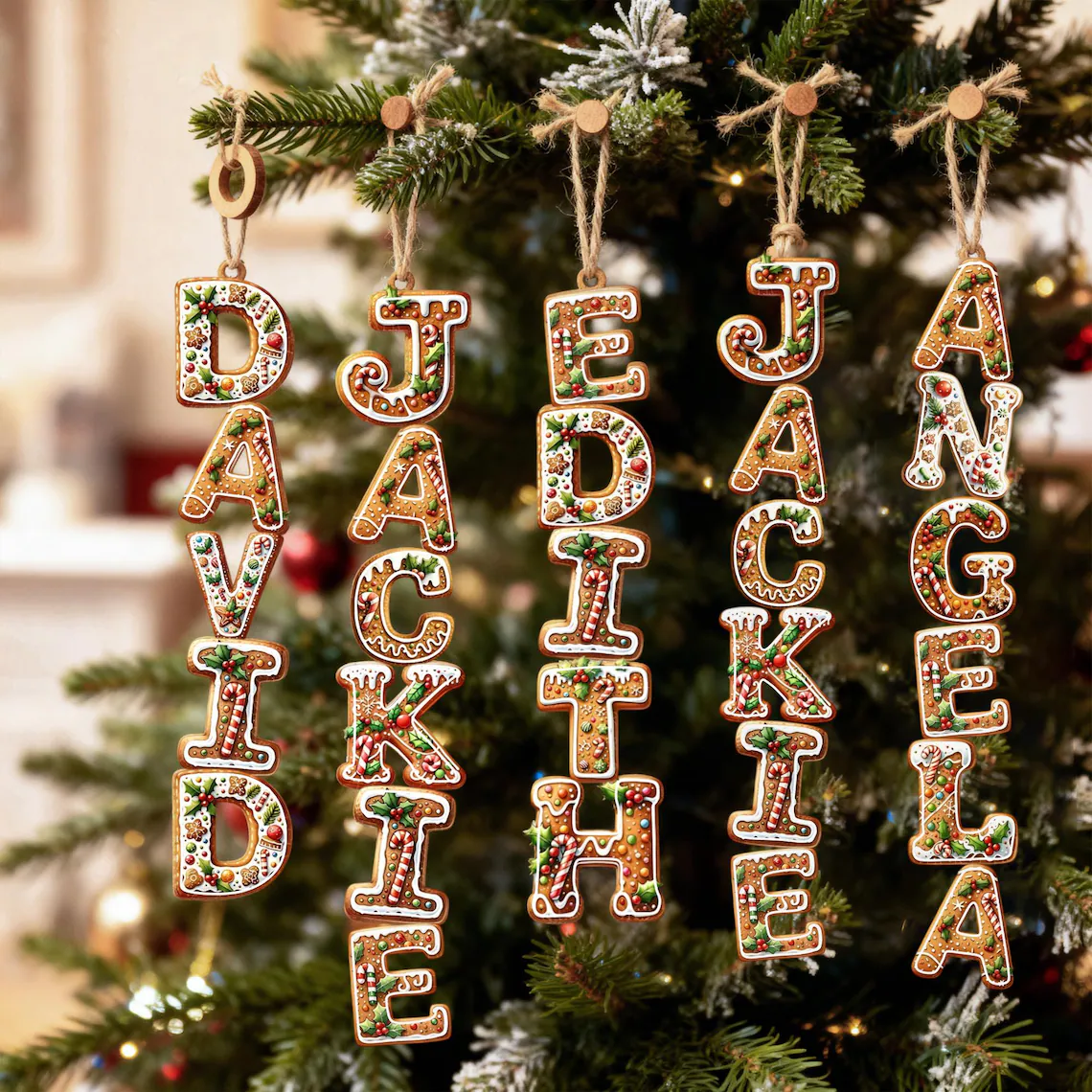 Personalized Custom Name Gingerbread Letter Ornaments For Family Christmas Gift TH10 171047