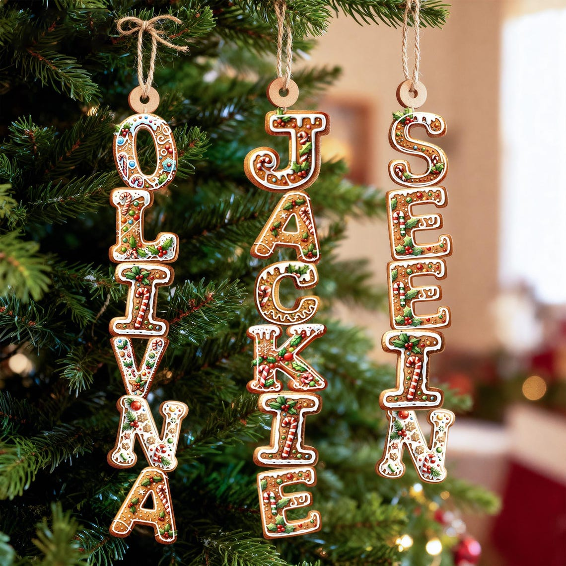 Personalized Custom Name Gingerbread Letter Ornaments For Family Christmas Gift TH10 171047