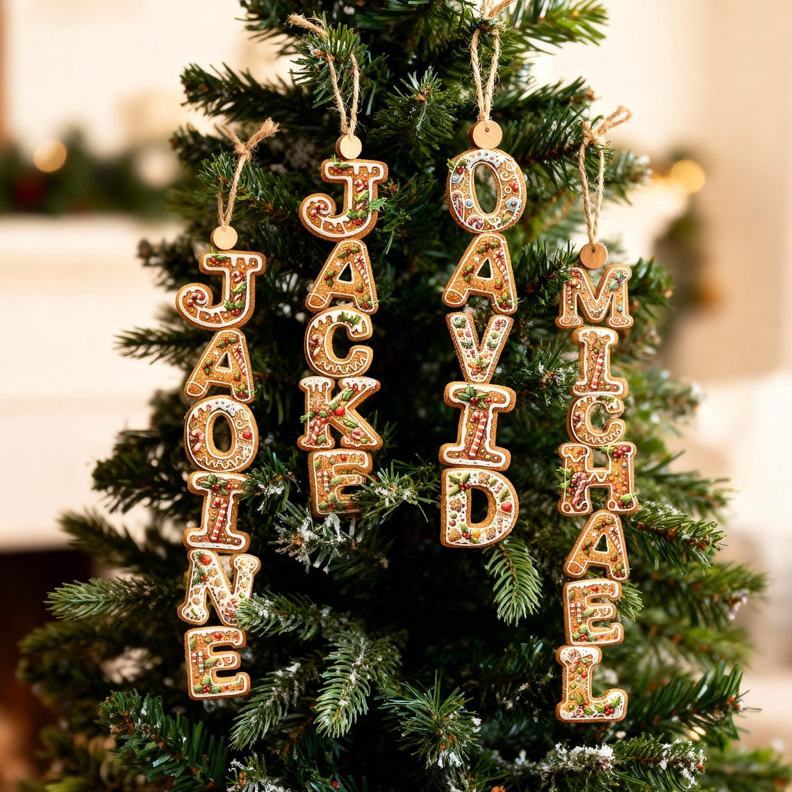 Personalized Custom Name Gingerbread Letter Ornaments For Family Christmas Gift TH10 171047