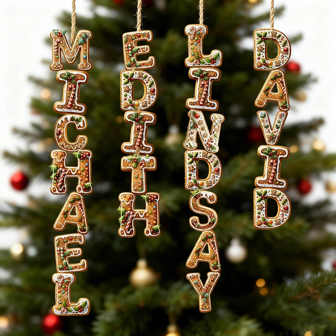 Personalized Custom Name Gingerbread Letter Ornaments For Family Christmas Gift TH10 171047