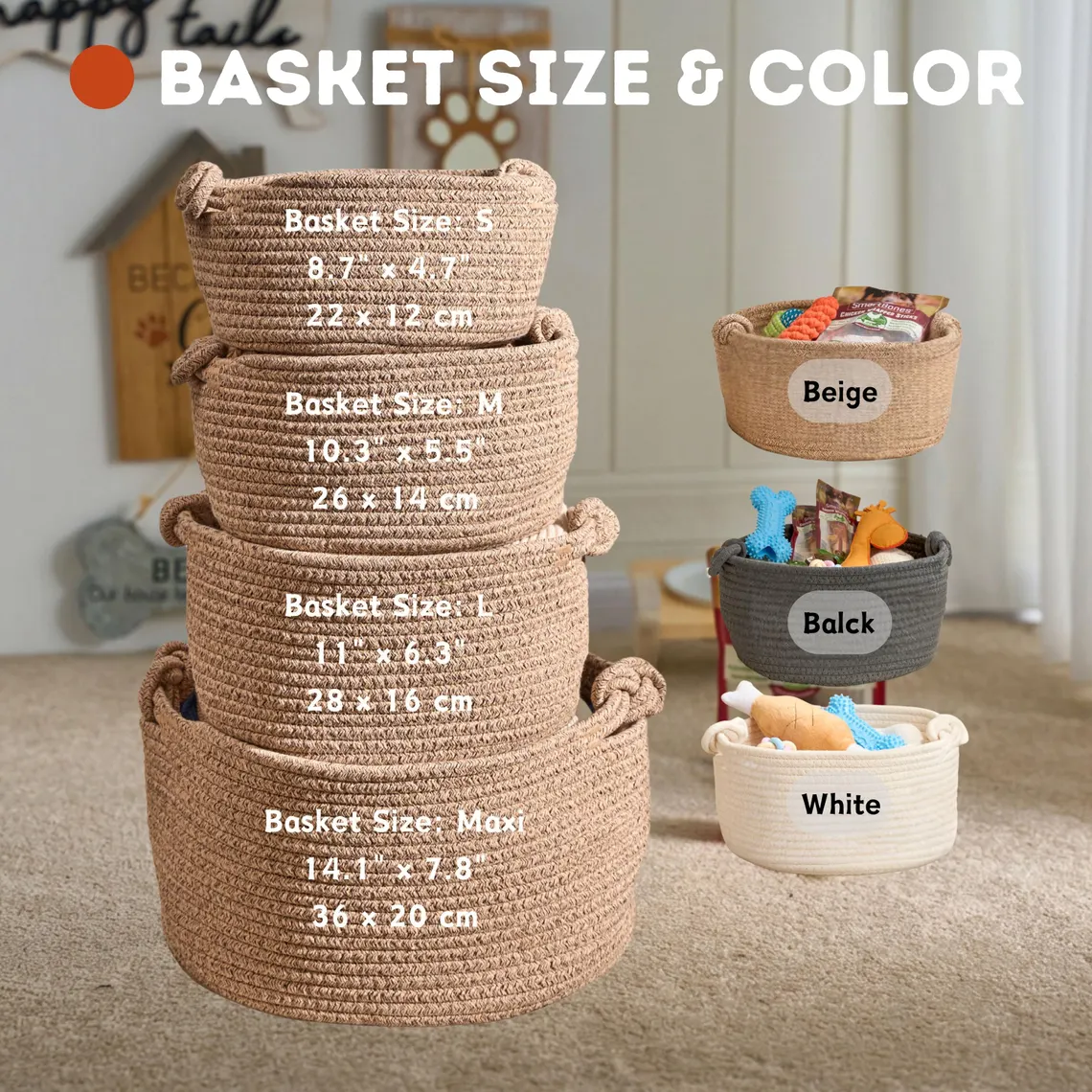 Personalized Pet Toy Basket – Custom Woven Storage Basket With Name TH10 170345