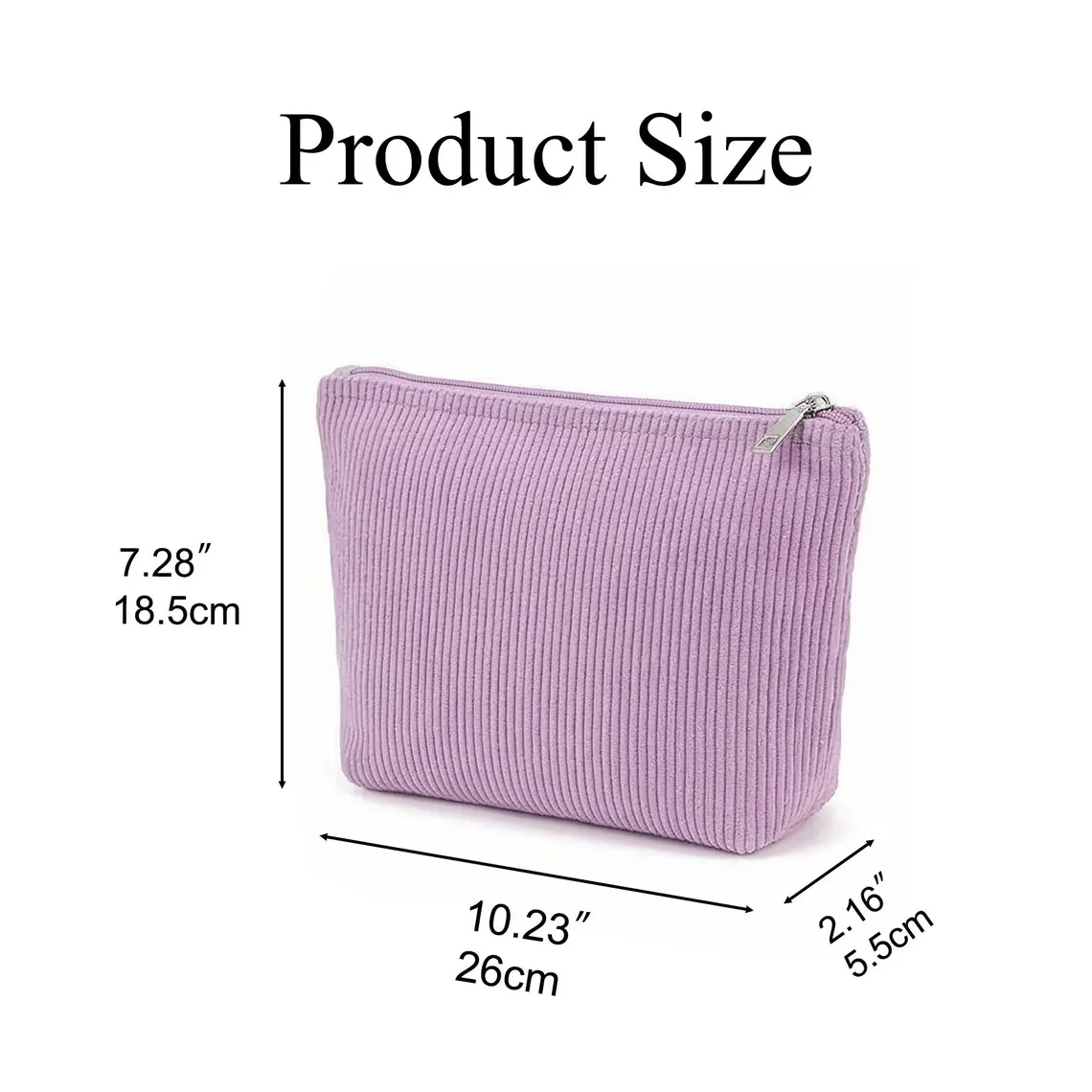 Embroidered Corduroy Cosmetic Bag, Personalized Makeup Bag TH10 170299