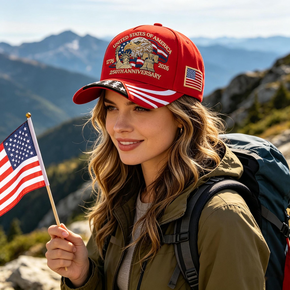 Patriotic Eagle & Liberty – United States 250th Anniversary Embroidered Cap TH10 170047