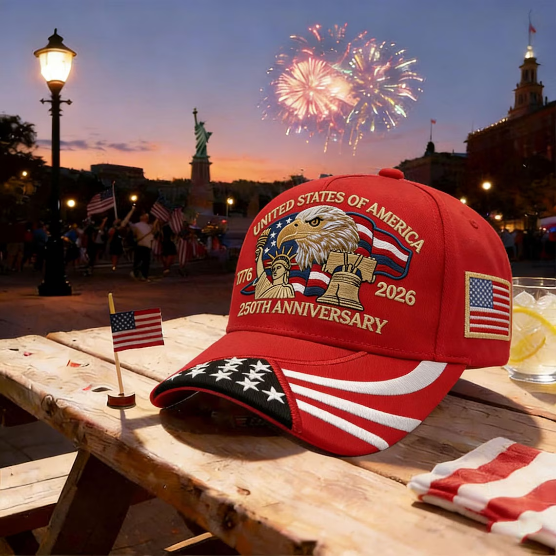 Patriotic Eagle & Liberty – United States 250th Anniversary Embroidered Cap TH10 170047