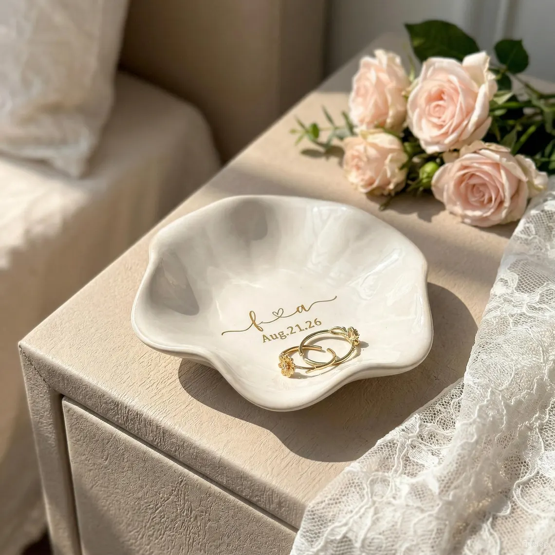 Custom Ceramic Engaged Ring Tray For Mr and Mrs TH10 170355