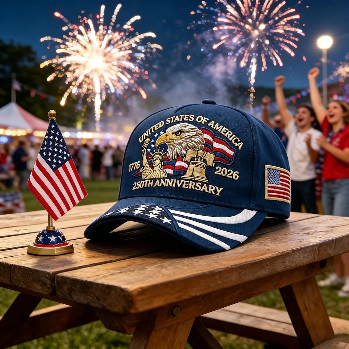 Patriotic Eagle & Liberty – United States 250th Anniversary Embroidered Cap TH10 170047