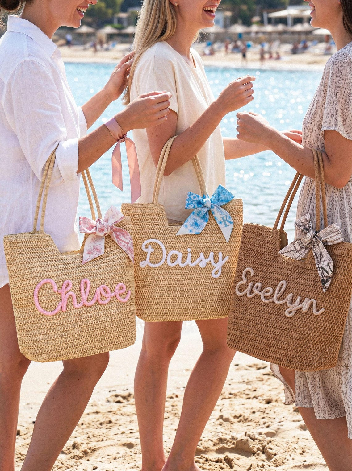 Personalized Straw Beach Tote, Bridesmaid Tote Bags, Girls Trip Pool Bag TH10 170443