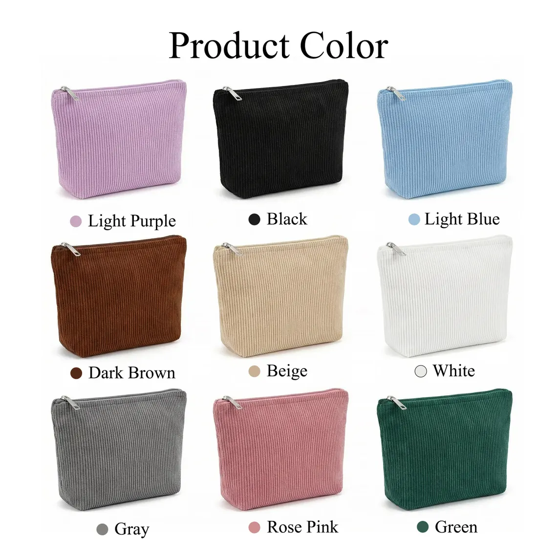 Embroidered Corduroy Cosmetic Bag, Personalized Makeup Bag TH10 170299
