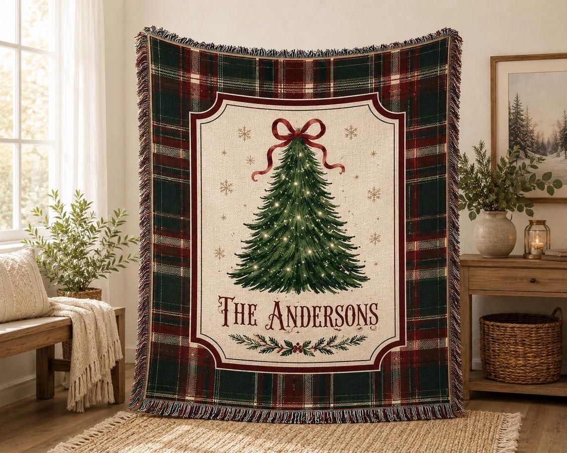 Personalized Custom Family Name Woven Blanket For Christmas TH10 170959
