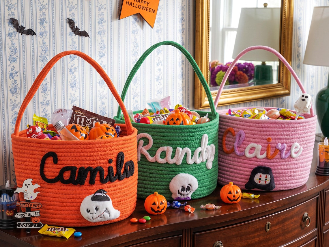 Custom Name, Trick or Treat Halloween Basket For Kid TH10 171001