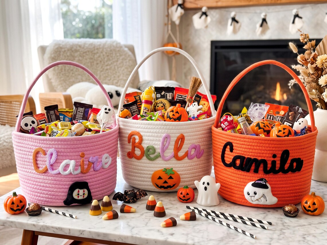 Custom Name, Trick or Treat Halloween Basket For Kid TH10 171001