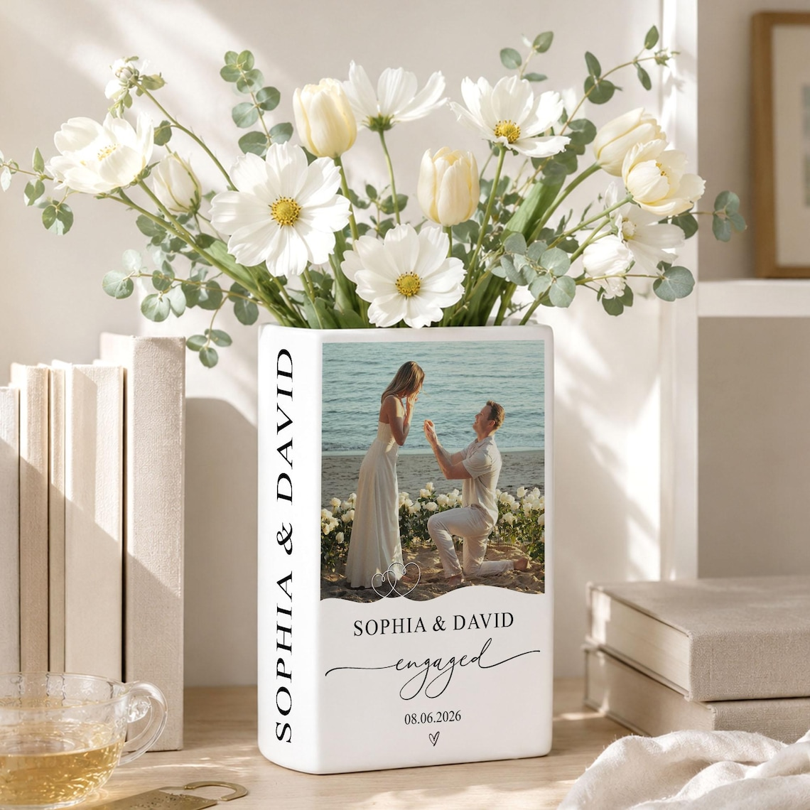 Custom Photo Engaged Day - Personalized Book Vase For Wedding TH10 170811