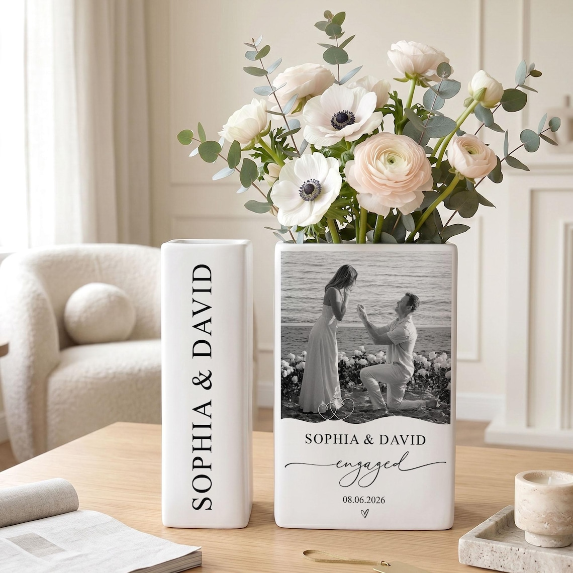 Custom Photo Engaged Day - Personalized Book Vase For Wedding TH10 170811