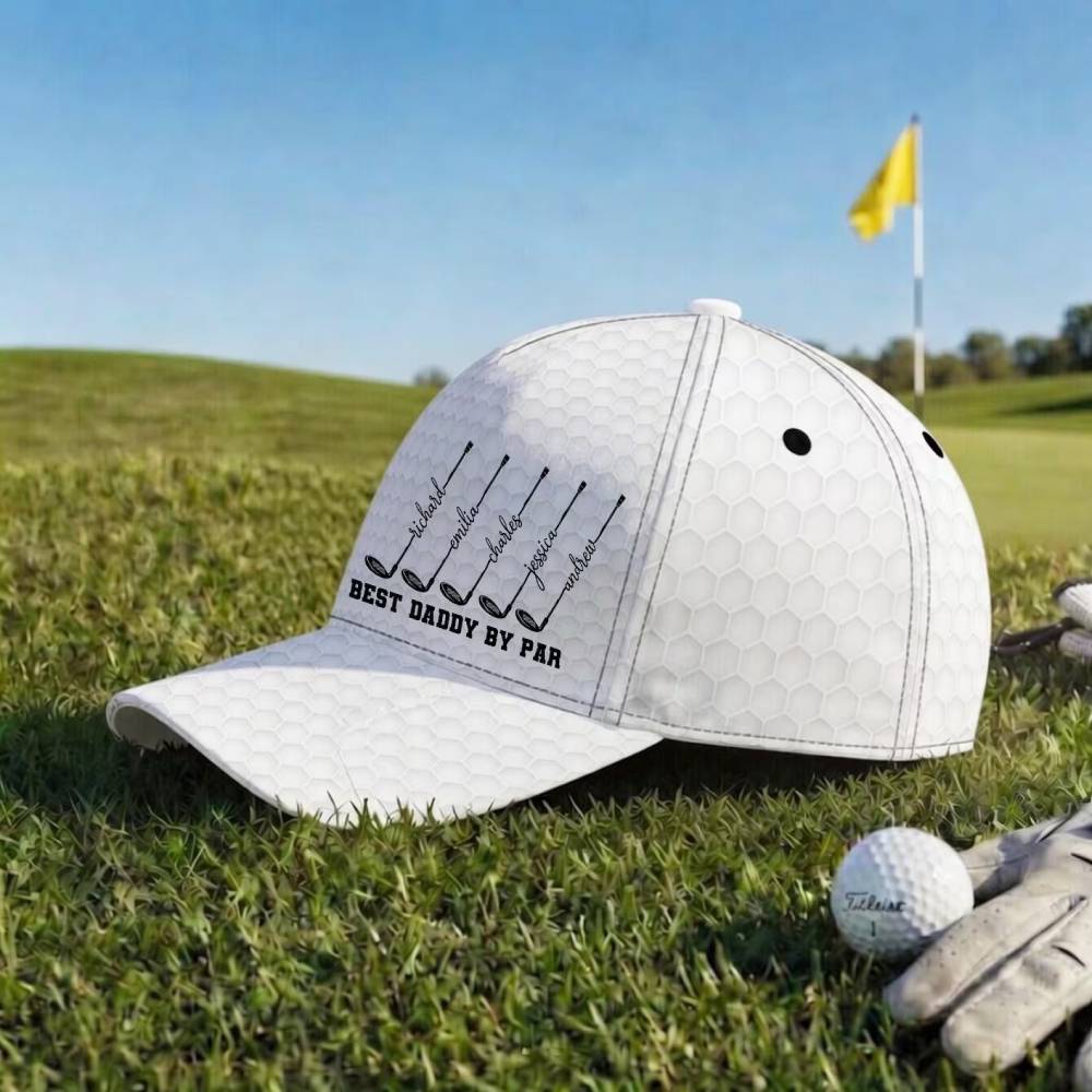 Personalized Best Dad Grandpa By Par Golf Clubs Classic Cap - Grandpa Fathers Day Gift, Papa Name Golfing Gear, Husband Anniversary Keepsake HO82 902310