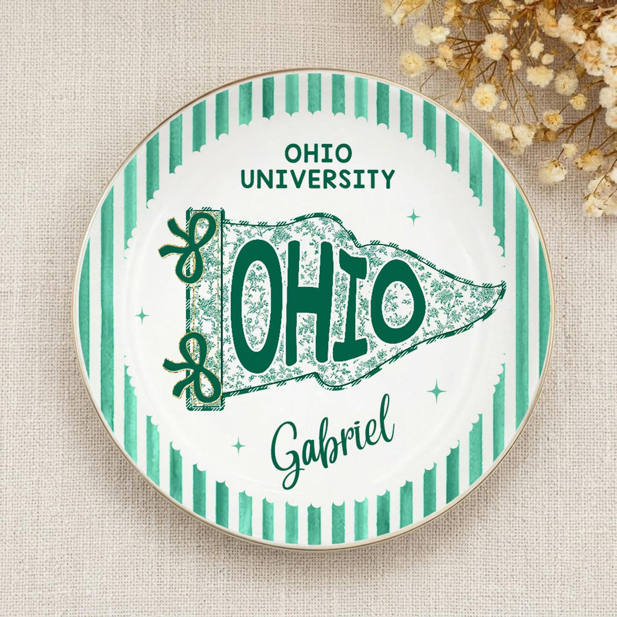 Custom School Pennant Flag Ring Dish, College Graduation Gift, Class of 2026 Ring Dish - Graduation Gift HA75 921248