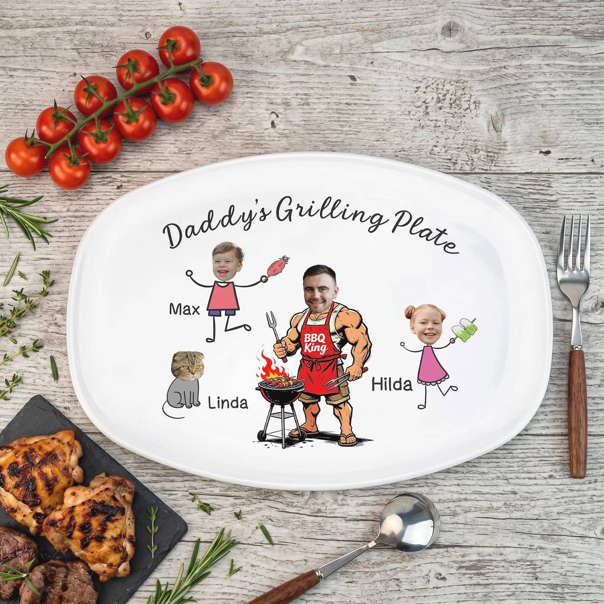 Personalized Funny Dad Grilling Plate Grilling Platter, Personalized BBQ Tray -  BBQ Gift For Dad, Father's Day Gifts HO82 902568