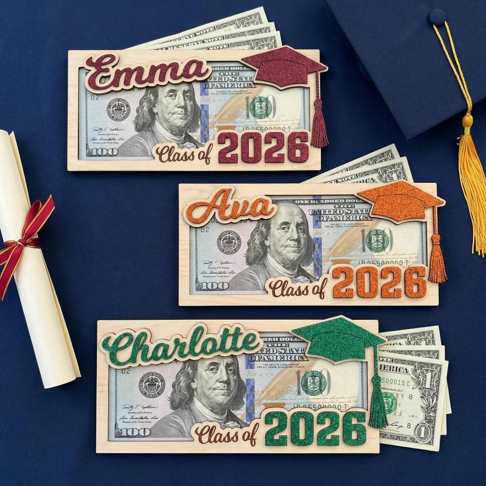 Personalized Class Of 2026 Graduation Wood Money Holder, Graduation Gifts, High School Senior Gift HO82 902480