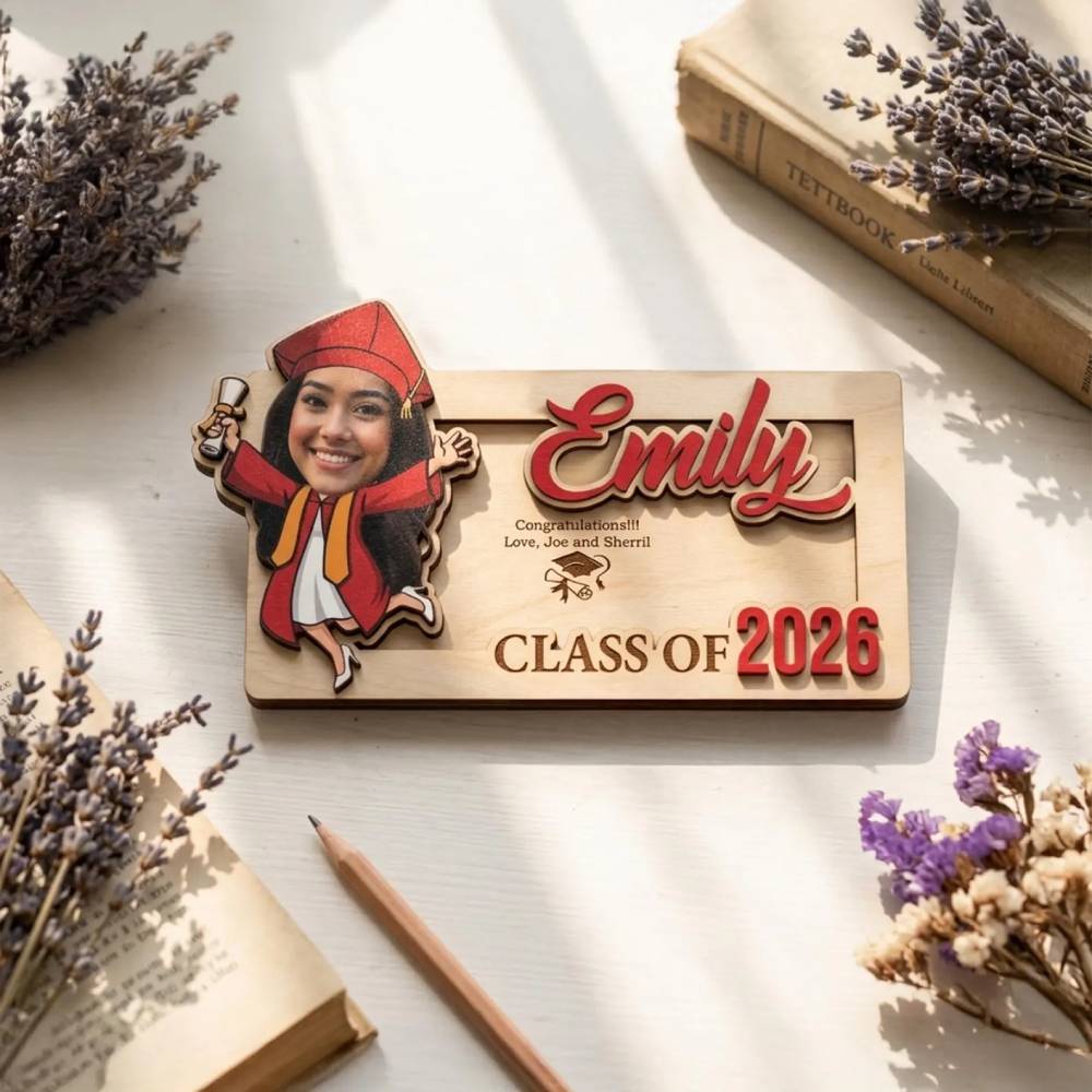 Custom Photo Class Of 2026 Graduation Wood Money Holder, Senior Grad Keepsake HO82 902478