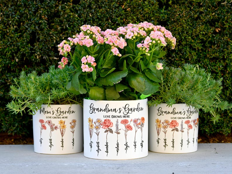 Grandmas Garden Gift for Grandma, Personalized Gifts for Mothers Day Gifts, Personalized Flower Pot, Birth Flower Plant Pot Mother's Day Gift TH10 169527