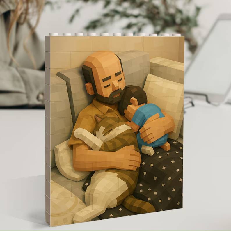 Personalized Photo Building Brick Block - Father's Day Dad Gift HO82 902596