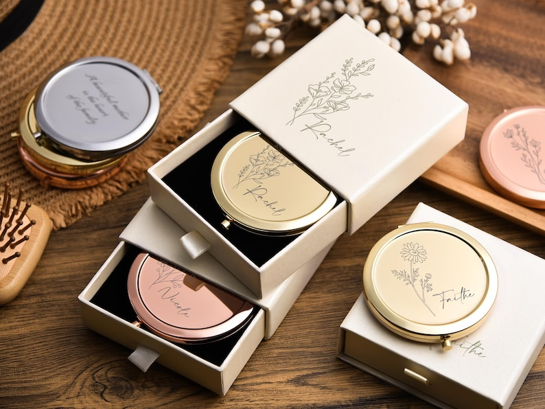 Makeup Mirror Set Engraved Pocket Mirror, Valentine Gift For Her TH10 898505