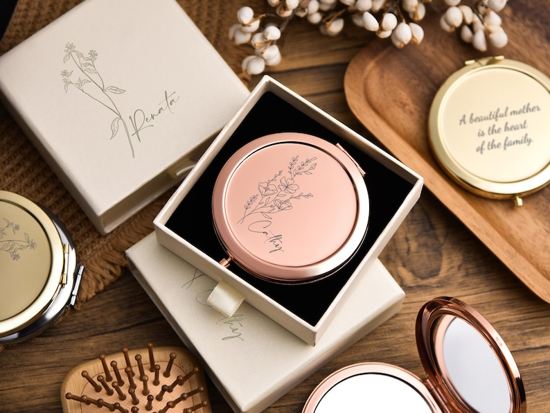 Makeup Mirror Set Engraved Pocket Mirror, Valentine Gift For Her TH10 898505