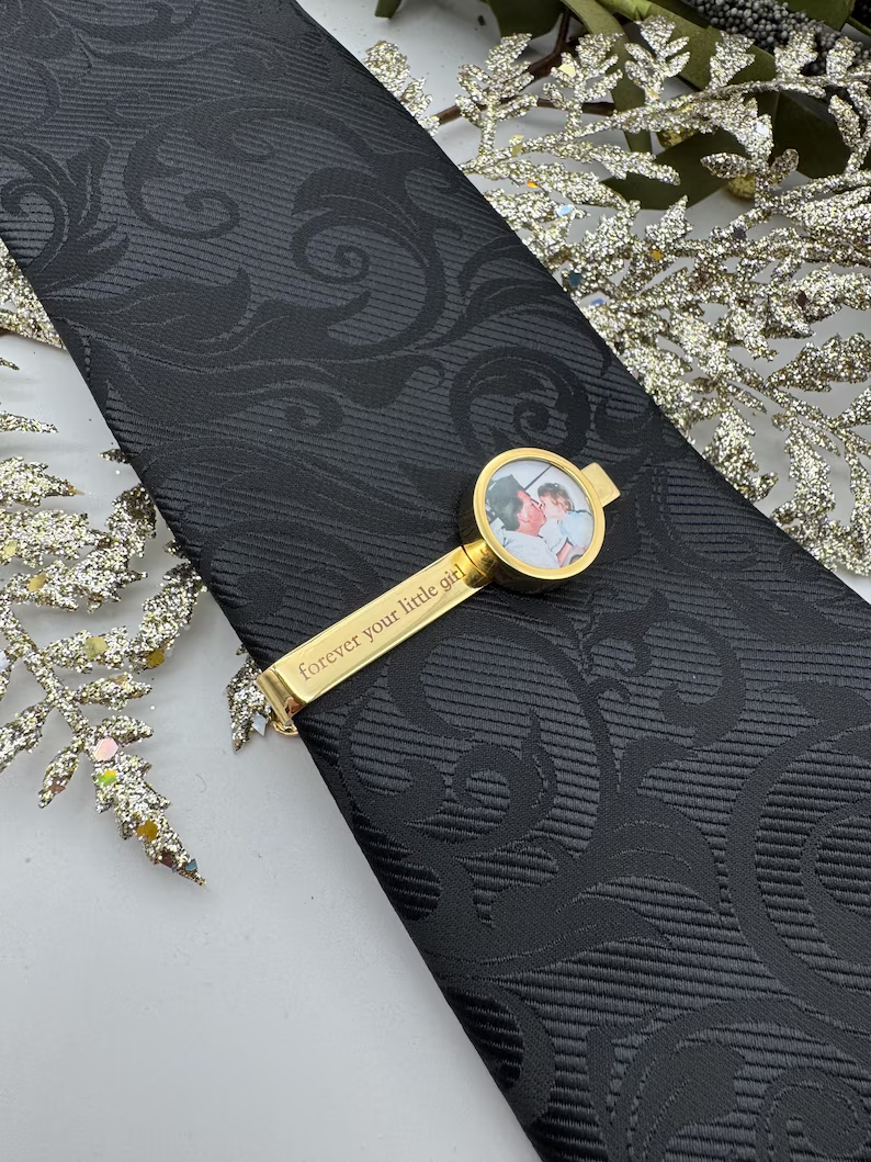 Custom Photo And Text Tie Clip For Groom, Husband, Dad TH10 169391