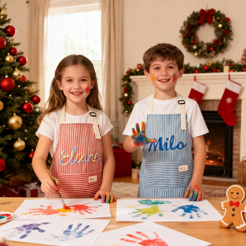 Personalized Hand-Embroidered Apron With Pocket,Gift for mom,Mother's day Gift TH10 898117