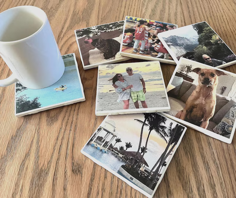 Custom Family Photo Gift For Father's Day Ceramic Coaster TH10 170039