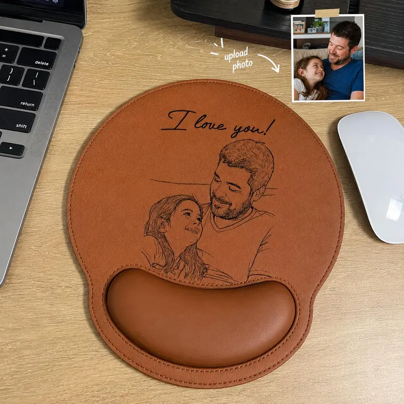 Custom Photo Sketch Line Art Father's Day Gift For Dad Mouse Mat TH10 170107