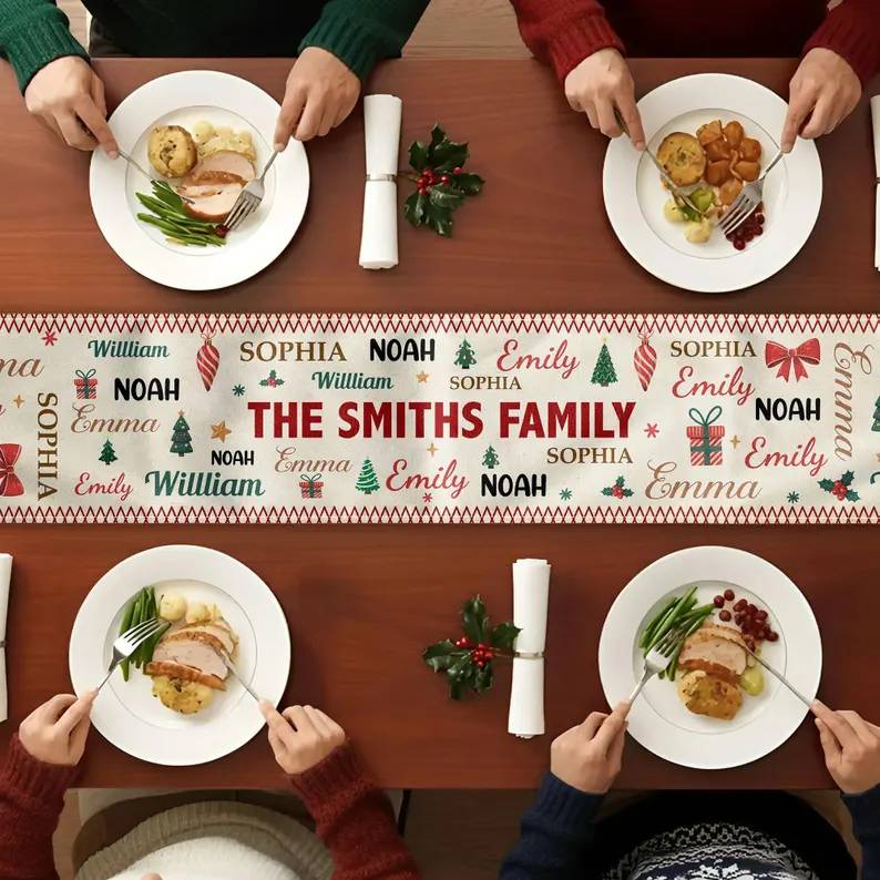 Personalized Family Name Christmas Table Runner - Holiday Decoration Gift HO82 903564