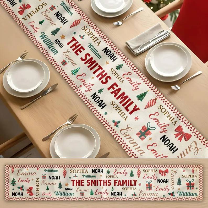 Personalized Family Name Christmas Table Runner - Holiday Decoration Gift HO82 903564