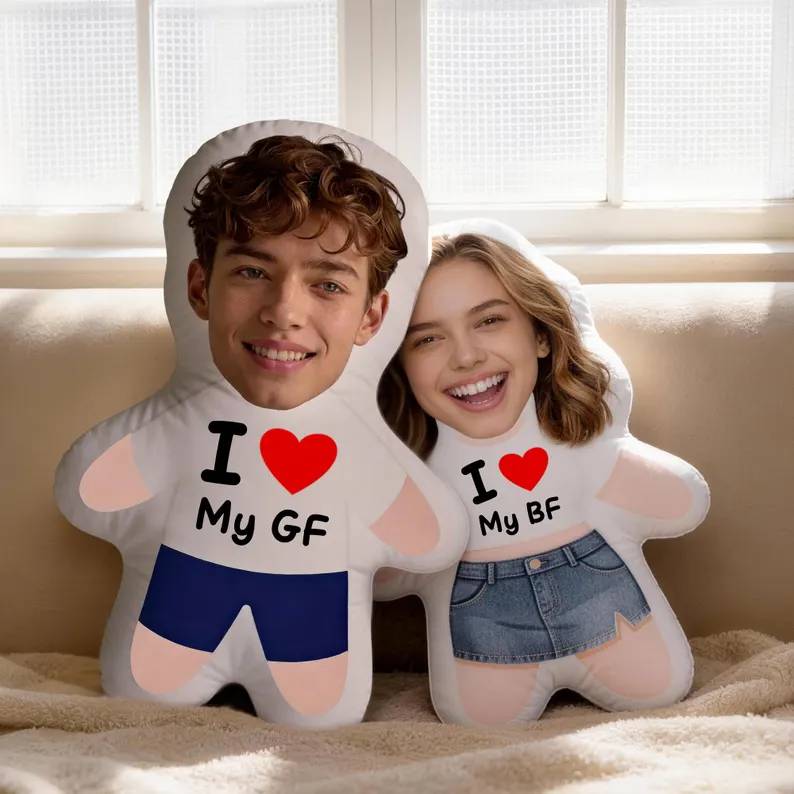 Custom Face Photo with I Love You Couple Shaped Pillow HO82 902974